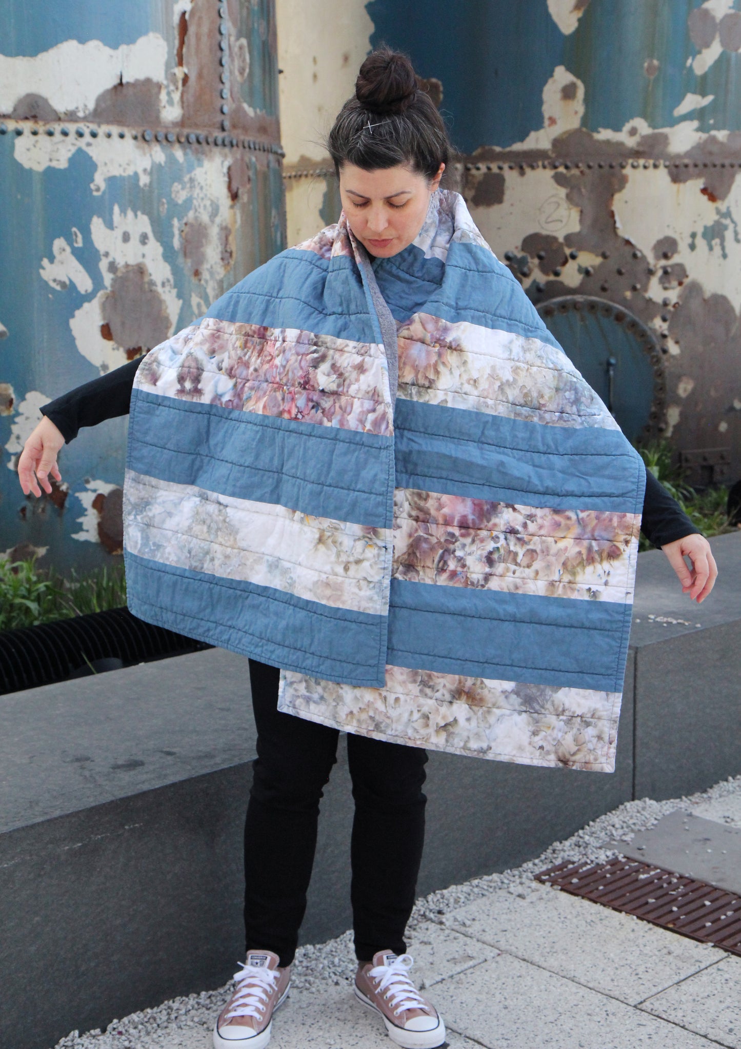Giant Striped Ice Dyed Quilted Shawl